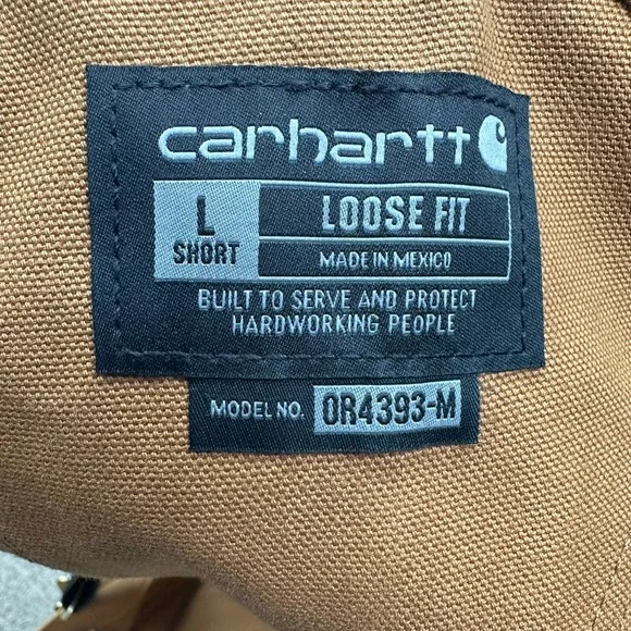 Carhartt Firm Duck Insulated Bib Overalls Loose Fit Workwear L Short OR4393-M - Picture 4 of 10